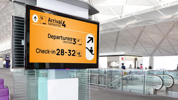 32" - 65" Touch Screen Wall Mountable Digital Signage Horizontal Orientation at the airport