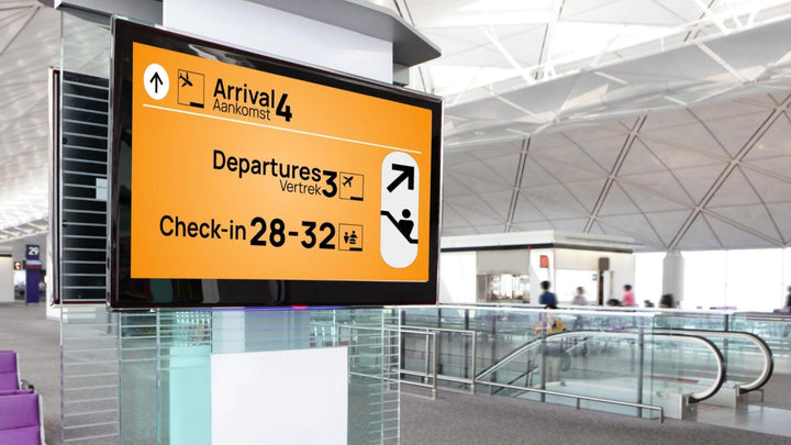 32" - 65" Touch Screen Wall Mountable Digital Signage Horizontal Orientation at the airport